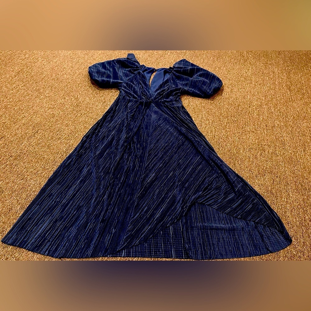 Asos Women's Sz 8 Royal Blue Long ribbed SS shoulder cocktail party dress EUC!